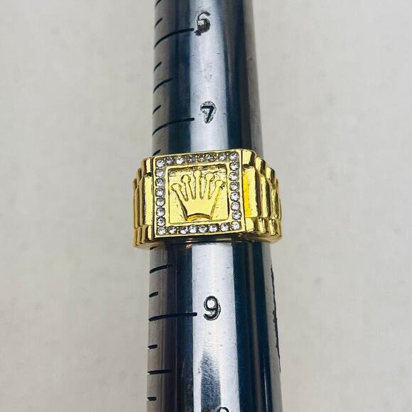 Y2K Vintage Gold Rolex Ring Unisex Size 8 2000s Jewelry Brand New - Picture 7 of 8